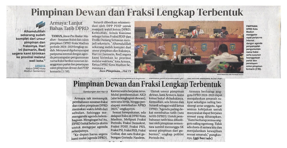 Pimpinan Dewan dan Fraksi Lengkap Terbentuk