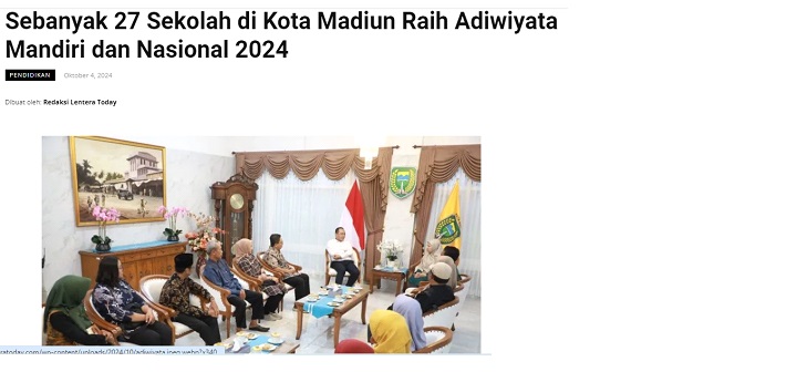 Sebanyak 27 Sekolah di Kota Madiun Raih Adiwiyata Mandiri dan Nasional 2024