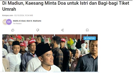 Di Madiun, Kaesang Minta Doa untuk Istri dan Bagi-bagi Tiket Umrah