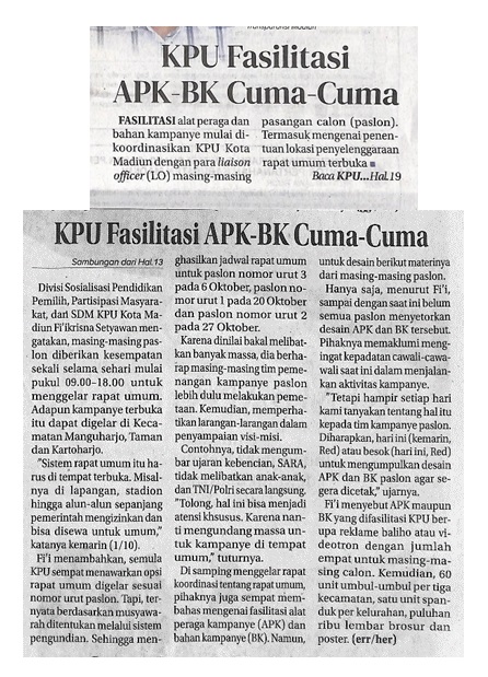 KPU Fasilitasi APK-BK Cuma Cuma
