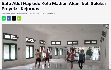 Satu Atlet Hapkido Kota Madiun Akan Ikuti Seleksi Proyeksi Kejurnas