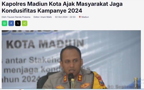Kapolres Madiun Kota Ajak Masyarakat Jaga Kondusifitas Kampanye 2024