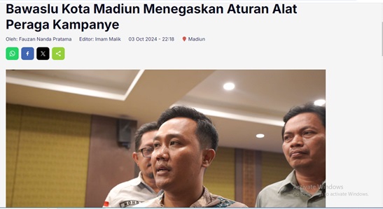 Bawaslu Kota Madiun Menegaskan Aturan Alat Peraga Kampanye