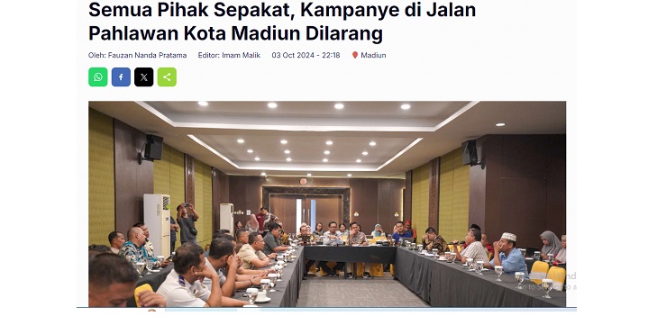 Bawaslu Kota Madiun Ingatkan APK yang Mengganggu Lembaga Negara Harus Dipindahkan