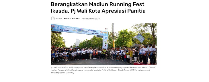 Berangkatkan Madiun Running Fest Ikasda, Pj Wali Kota Apresiasi Panitia