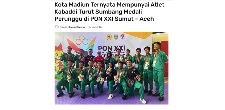 Kota Madiun Ternyata Mempunyai Atlet Kabaddi Turut Sumbang Medali Perunggu di PON XXI Sumut – Aceh