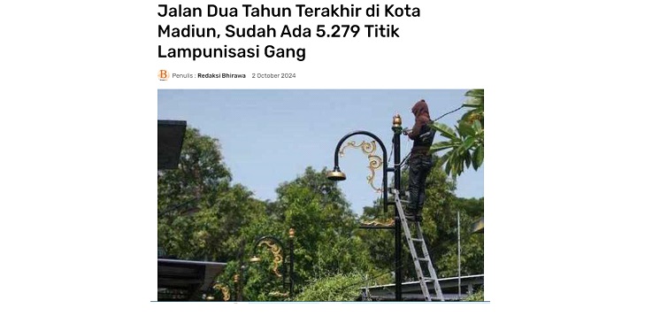 Jalan Dua Tahun Terakhir di Kota Madiun, Sudah Ada 5.279 Titik Lampunisasi Gang