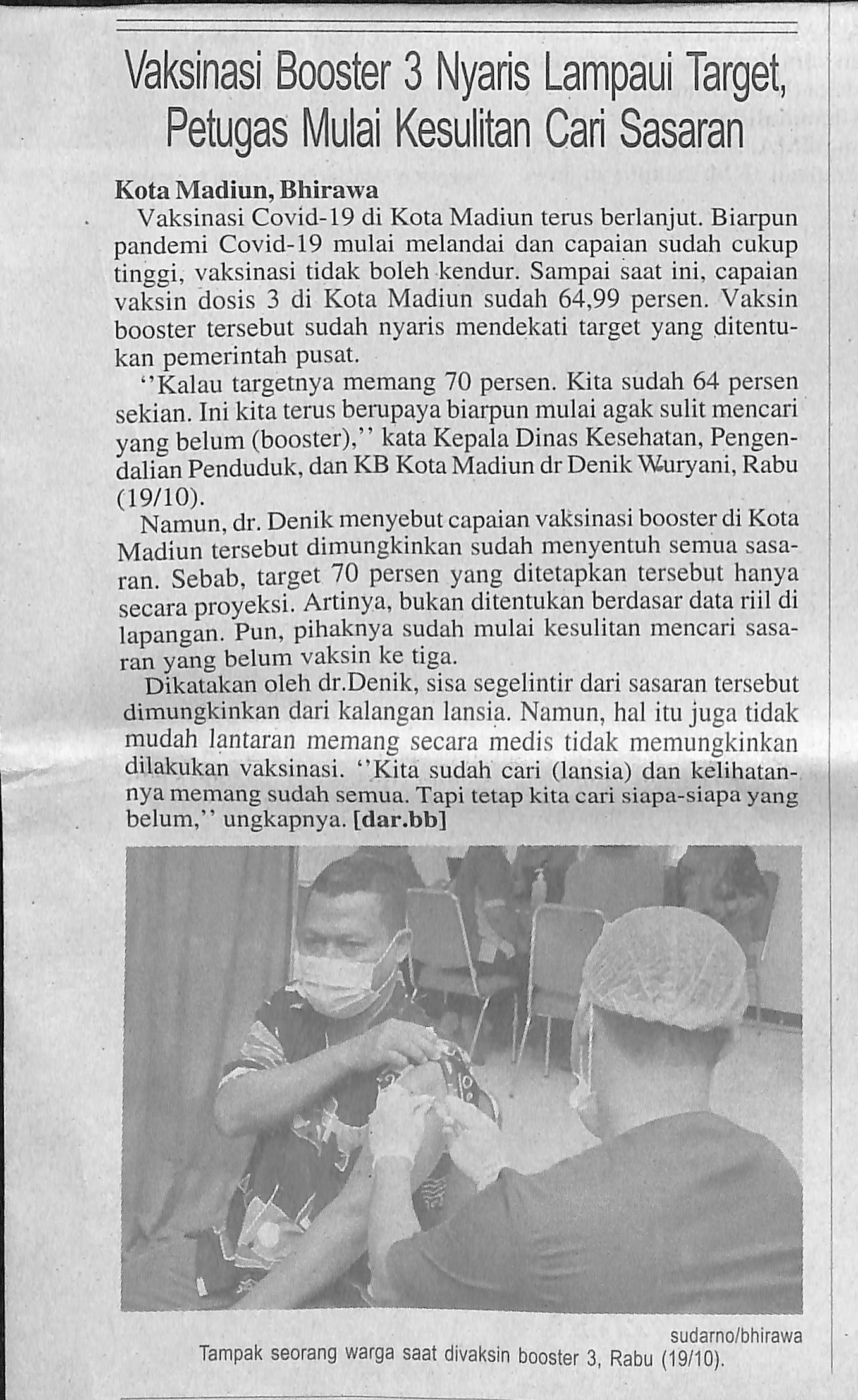 Vaksinasi Booster 3 Nyaris Lampaui Target, Petugas Mulai Kesulitan Cari Sasaran