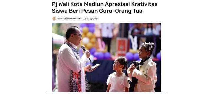 Pj Wali Kota Madiun Apresiasi Krativitas Siswa Beri Pesan Guru-Orang Tua