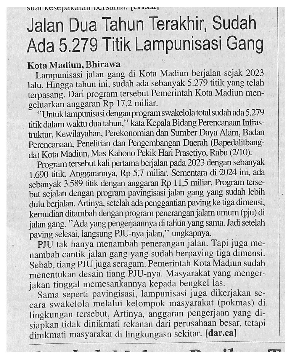 Jalan Dua Tahun Terakhir, Sudah Ada 5.279 Titik Lampunisasi Gang