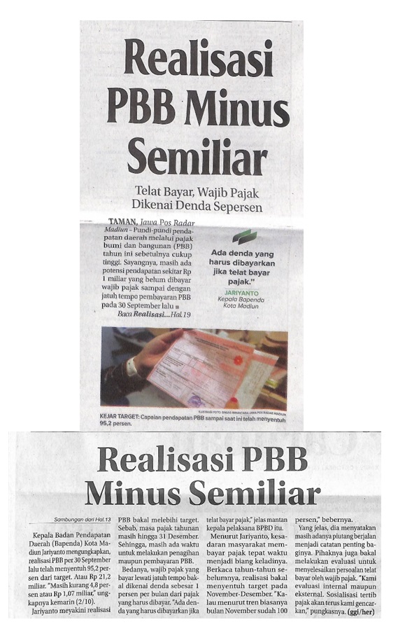 Realisasi PBB Minus Semiliar, Telat Bayar, Wajib Denda Sepersen