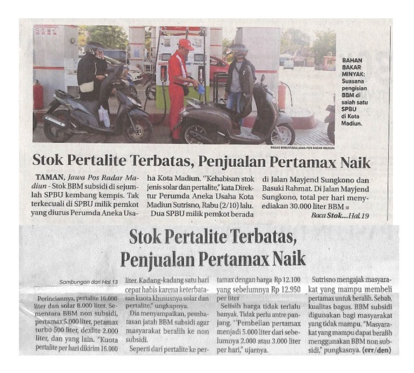 Stok Pertalite Terbatas, Penjualan Pertamax Naik