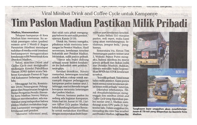 Tim Paslon Madiun Pastikan Milik Pribadi