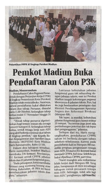 Pemkot Madiun Buka Pendaftaran Calon P3K