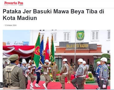 Pataka Jer Basuki Mawa Beya Tiba di Kota Madiun