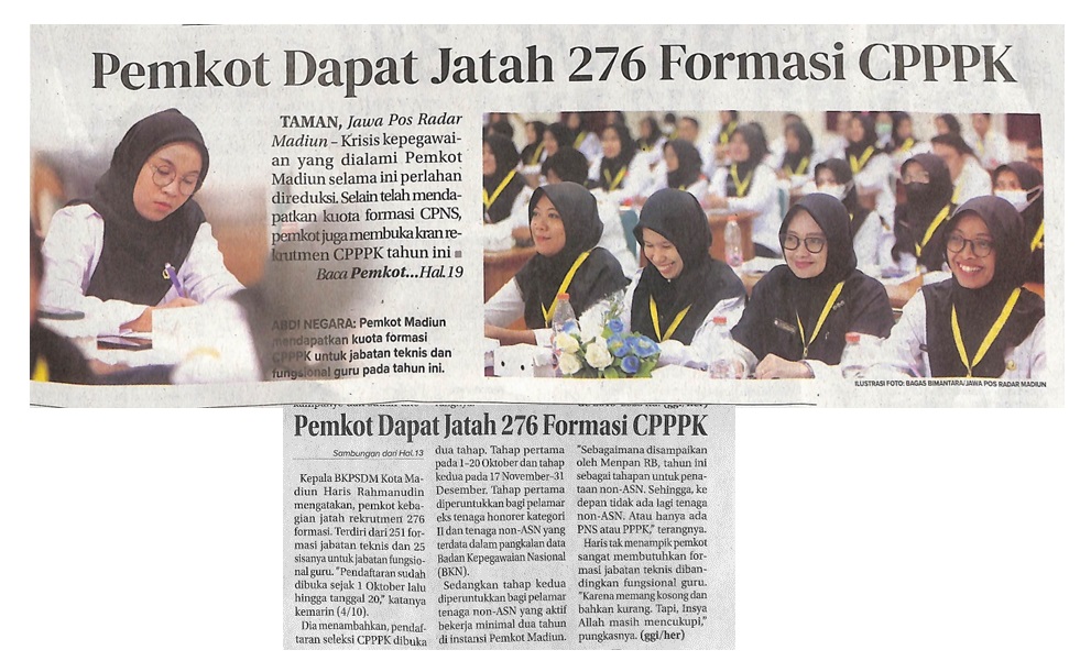 Pemkot Dapat Jatah 276 Formasi CPPPK