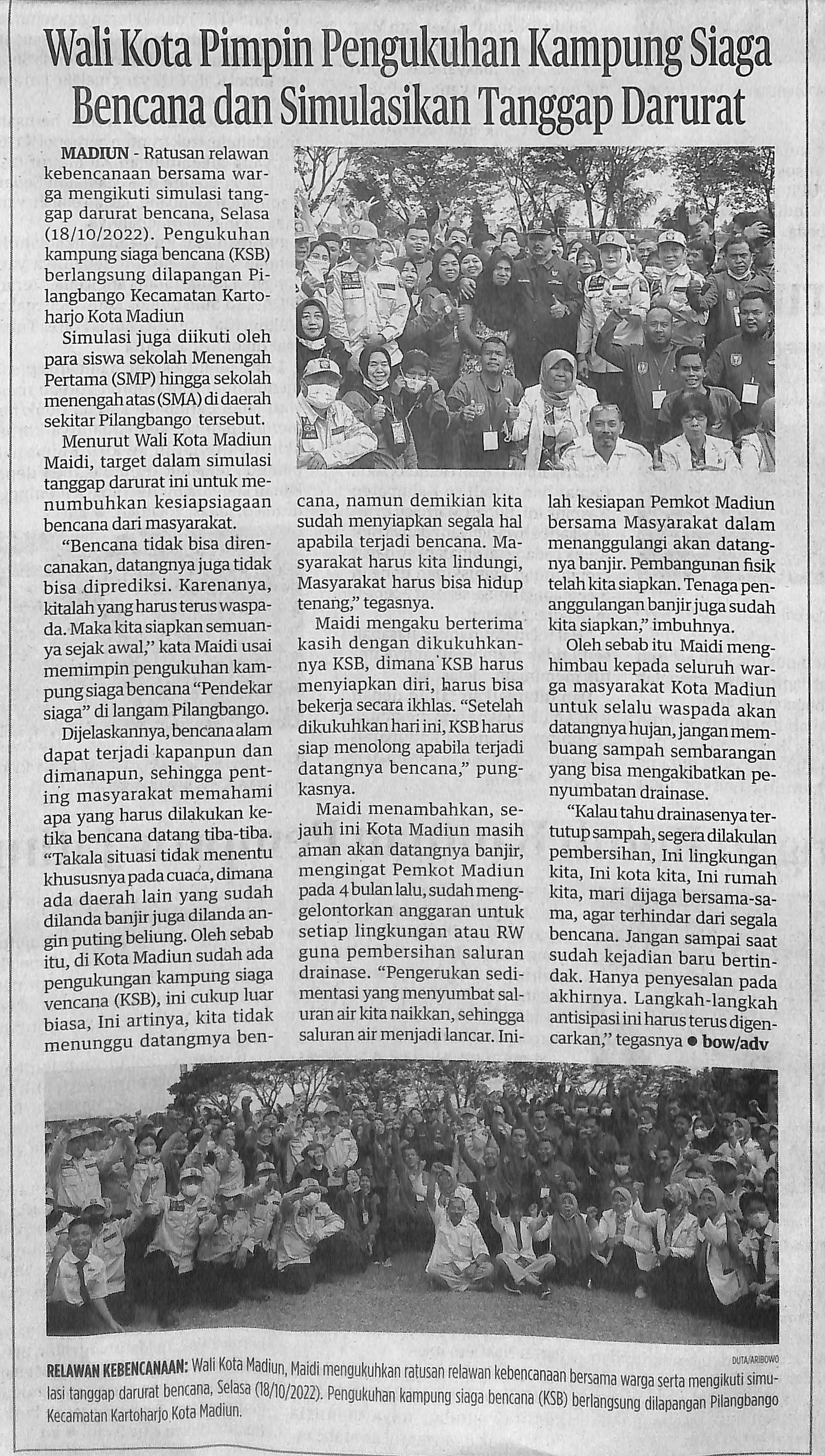 Walikota Pimpin Pengukuhan Kampung Siaga Bencana dan Simulasi Tanggap Darurat