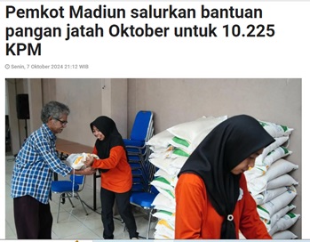 Pemkot Madiun salurkan bantuan pangan jatah Oktober untuk 10.225 KPM