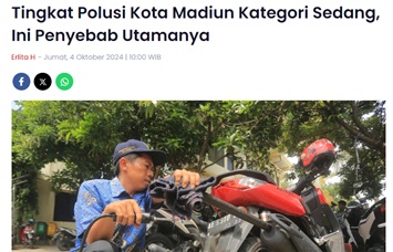 Tingkat Polusi Kota Madiun Kategori Sedang, Ini Penyebab Utamanya