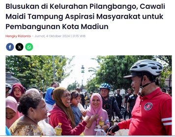 Blusukan di Kelurahan Pilangbango, Cawali Maidi Tampung Aspirasi Masyarakat untuk Pembangunan Kota Madiun