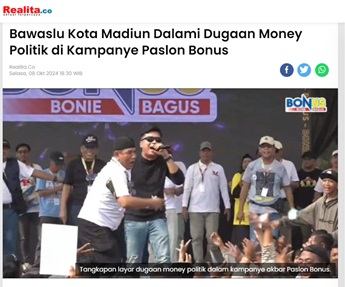 Bawaslu Kota Madiun Dalami Dugaan Money Politik di Kampanye Paslon Bonus