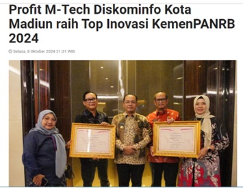 Profit M-Tech Diskominfo Kota Madiun raih Top Inovasi KemenPANRB 2024