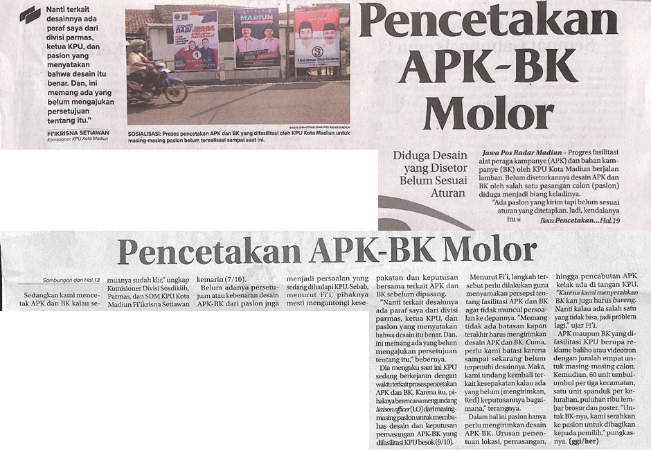 Pencetakan APK-BK Molor