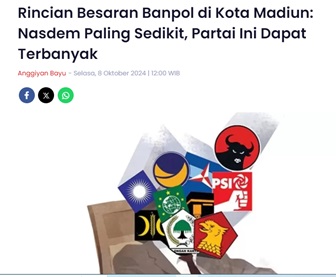 Rincian Besaran Banpol di Kota Madiun: Nasdem Paling Sedikit, Partai Ini Dapat Terbanyak
