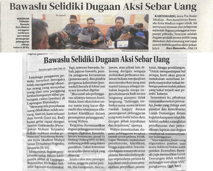 Bawaslu Selidiki Dugaan Aksi Sebar Uang