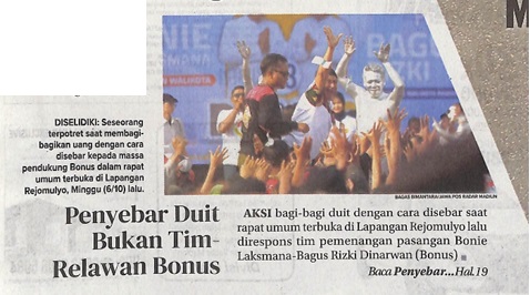 Penyebar Duit Bukan Tim-Relawan Bonus
