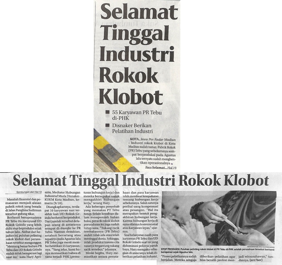 Selamat Tinggal Industri Rokok Klobot