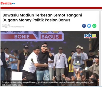 Bawaslu Madiun Terkesan Lemot Tangani Dugaan Money Politik Paslon Bonus