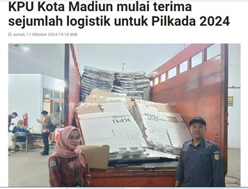 KPU Kota Madiun mulai terima sejumlah logistik untuk Pilkada 2024