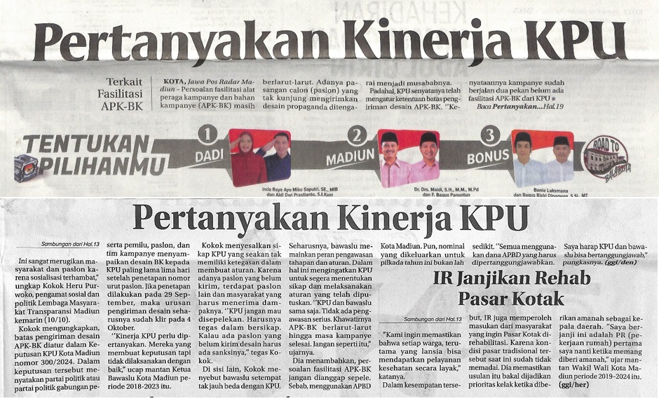 Pertanyakan Kinerja KPU