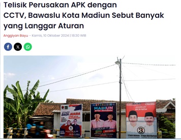 Telisik Perusakan APK dengan CCTV, Bawaslu Kota Madiun Sebut Banyak yang Langgar Aturan