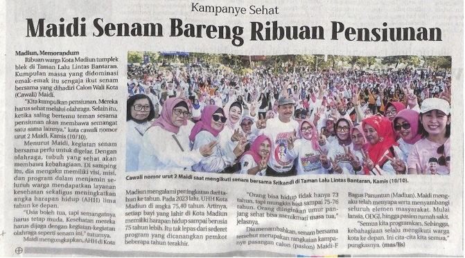 Maidi Senam Bareng Ribuan Pensiunan
