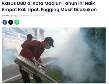Kasus DBD di Kota Madiun Tahun Ini Naik Empat Kali Lipat, Fogging Masif Dilakukan