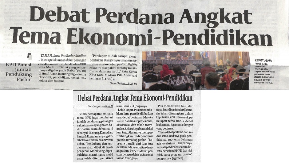 Debat Perdana Angkat Tema Ekonomi-Pendidikan