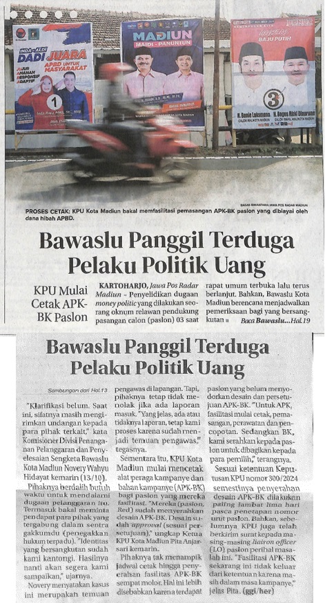 Bawaslu Panggil Terduga Pelaku Politik Uang