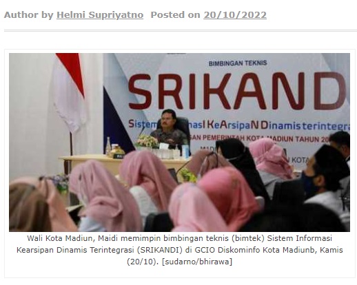Wali Kota Madiun Dukung Penerapan SRIKANDI untuk Tingkatkan Pengelolaan Arsip
