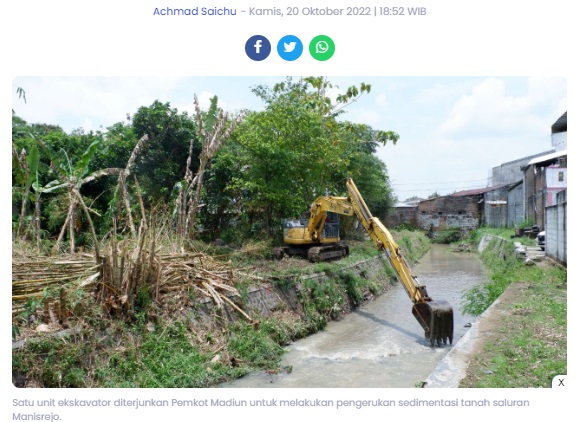Pengerukan Sedimen 1 Titik Saluran Air di Kota Madiun Telan Rp 200 Juta