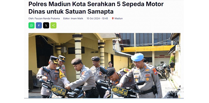 Polres Madiun Kota Serahkan 5 Sepeda Motor Dinas untuk Satuan Samapta
