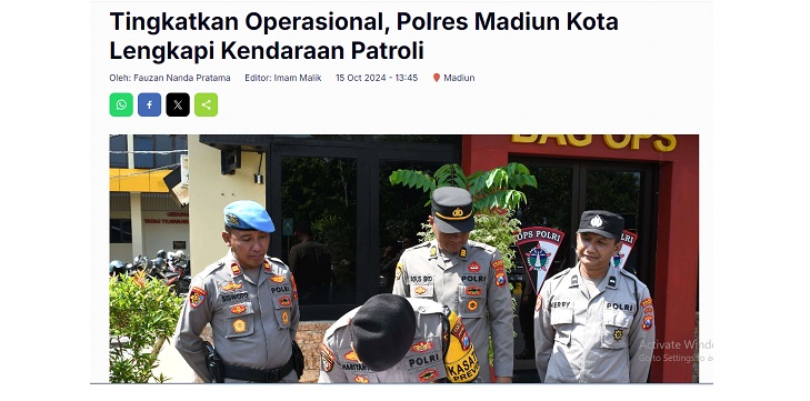 Tingkatkan Operasional, Polres Madiun Kota Lengkapi Kendaraan Patroli