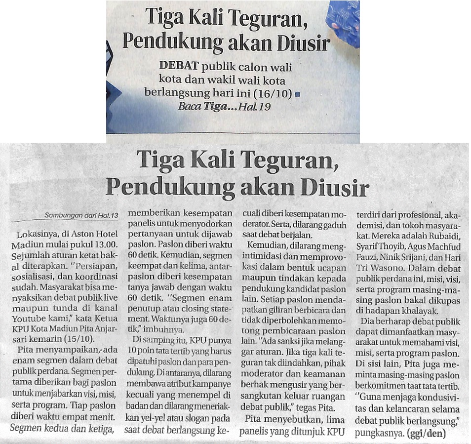 Tiga Kali Teguran, Pendukung akan Diusir