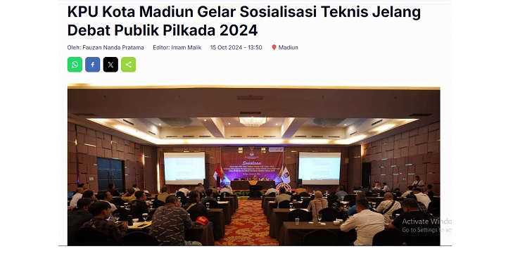 KPU Kota Madiun Gelar Sosialisasi Teknis Jelang Debat Publik Pilkada 2024