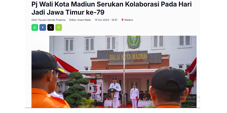 Pj Wali Kota Madiun Serukan Kolaborasi Pada Hari Jadi Jawa Timur ke-79