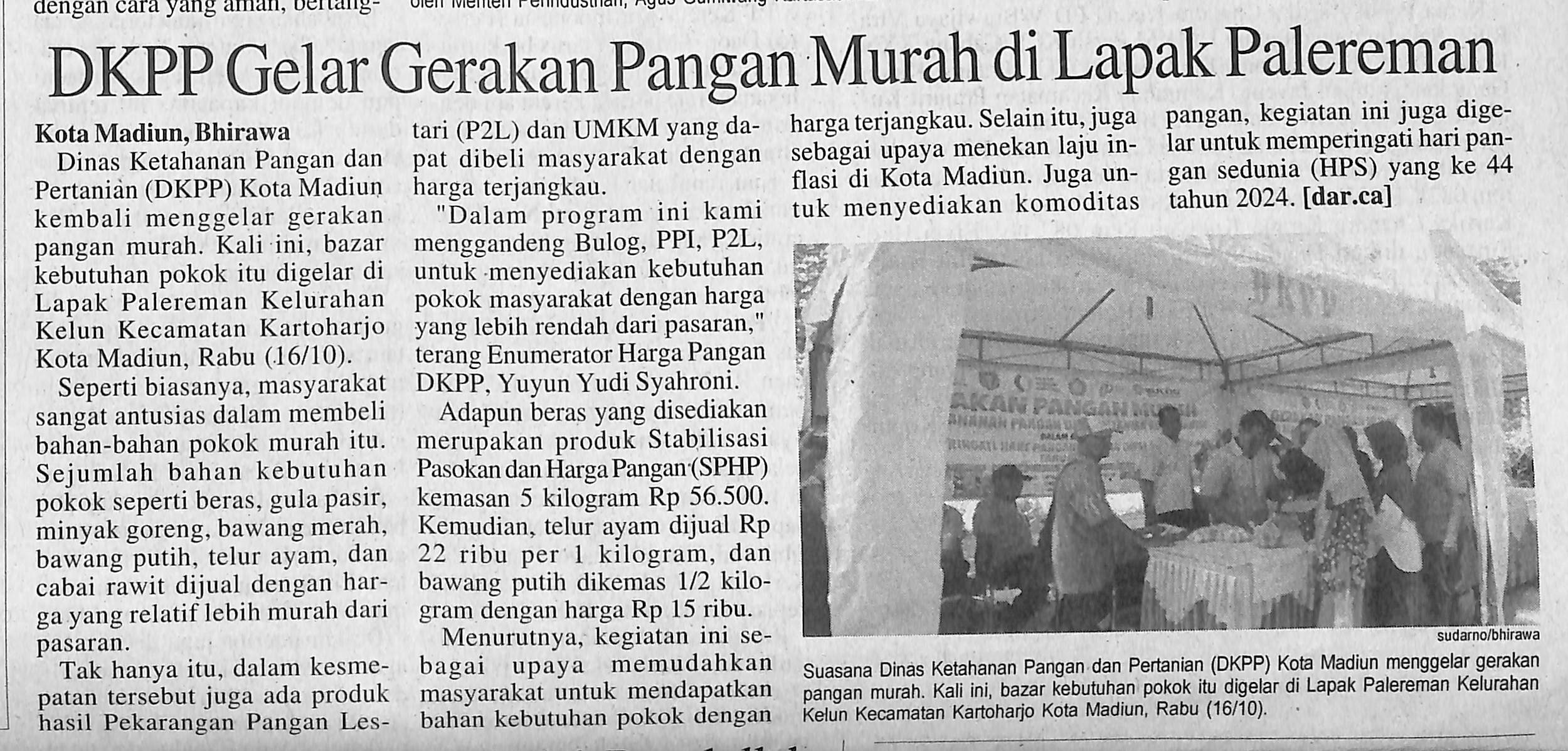 DKPP Gelar Gerakan Pangan Murah di Lapak Pareleman