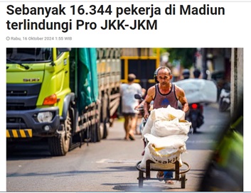 Sebanyak 16.344 pekerja di Madiun terlindungi Pro JKK-JKM