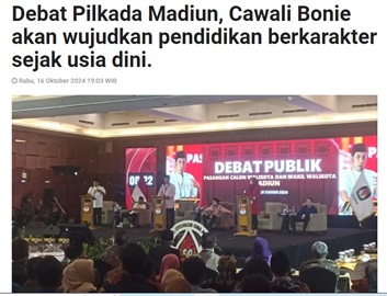 Debat Pilkada Madiun, Cawali Bonie akan wujudkan pendidikan berkarakter sejak usia dini