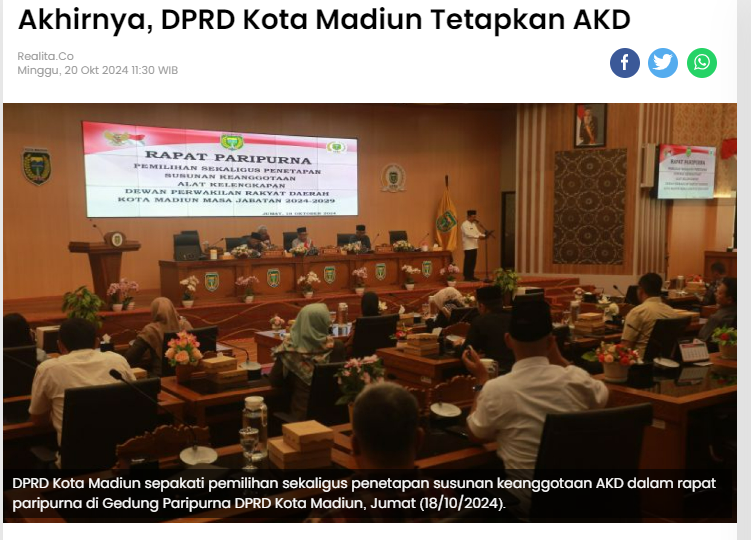 Akhirnya, DPRD Kota Madiun Tetapkan AKD